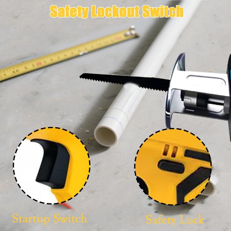 Yangtzone Reciprocating Saw for DeWalt 20V Battery, One-Handed Cordless Recipro Saw 0-3500 SPM Variable Speed, Easy Blade Change, 4 Blades for Wood/Metal/PVC Cutting(No Battery) - Image 3